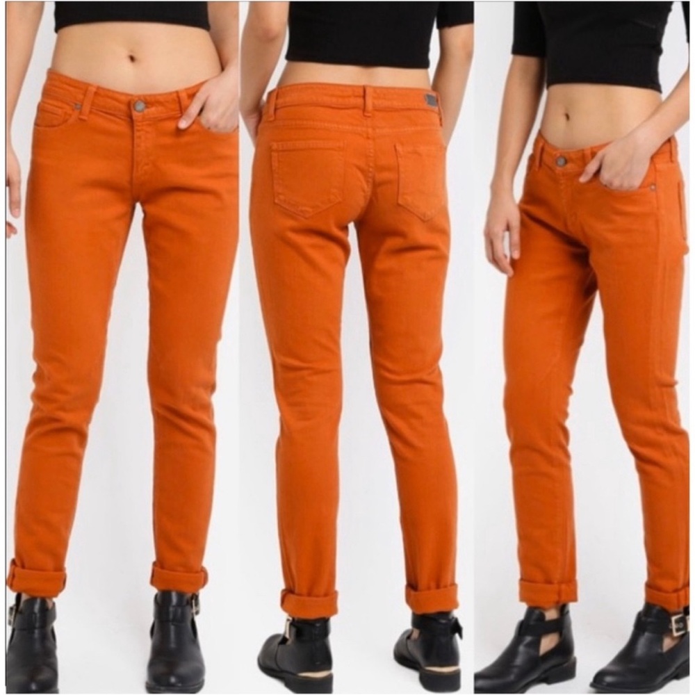 Paige Women’s Troy Boy Slacker Skinny Jean Orange 30 Slouchy Denim Stretch